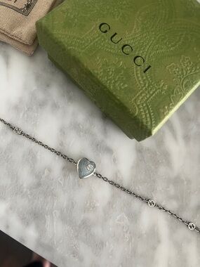 Gucci Sterling Silver Heart Link Bracelet